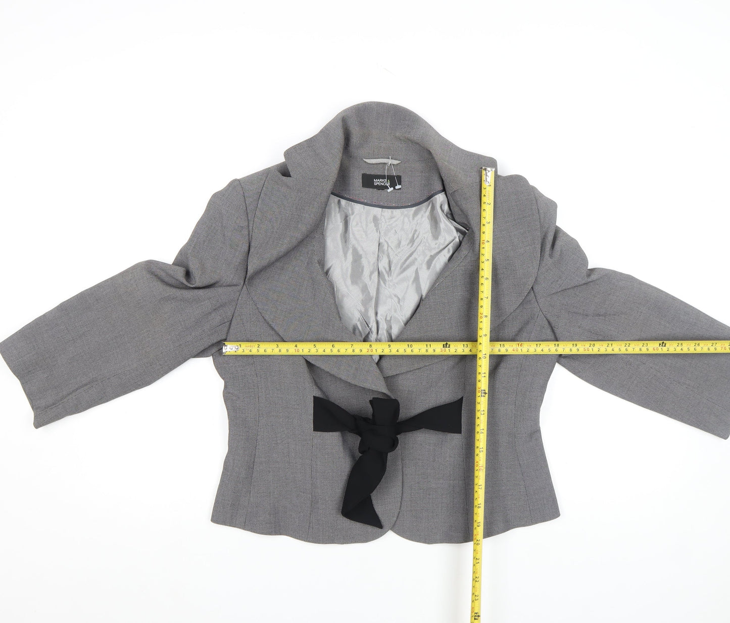 Marks and Spencer Women’s Grey Bow Blazer UK 14 Formal Jacket
