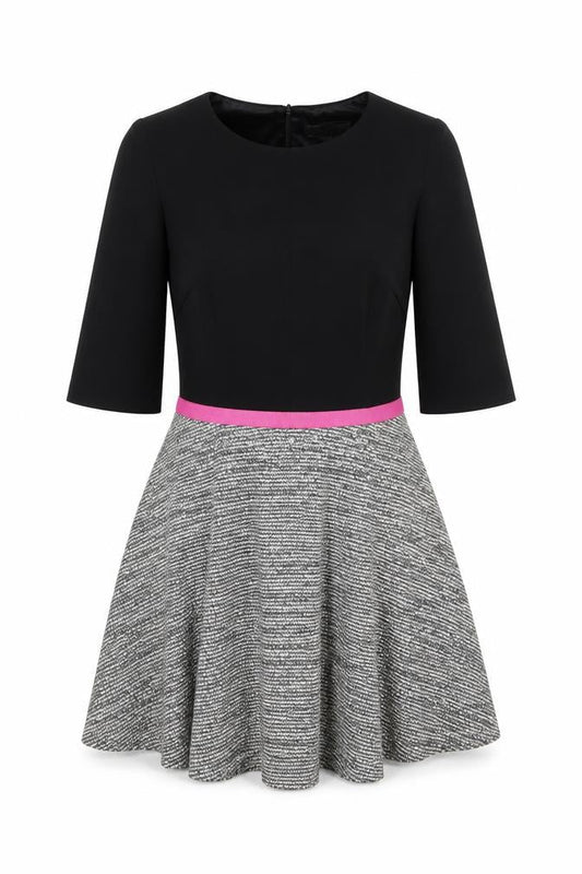 Fran Jane Women’s Black Grey Fit & Flare Dress Size 8