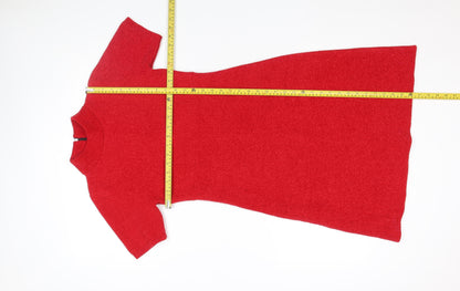 Back view of Monari Women's Red Knit Shift Dress, size 6, Short Sleeve Zip