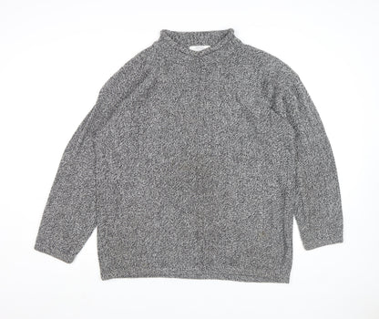 St Bernard Men Grey XL Acrylic Cable-Knit Mock Neck Jumper