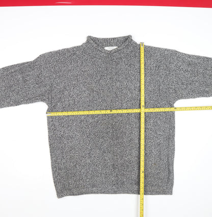 St Bernard Men Grey XL Acrylic Cable-Knit Mock Neck Jumper