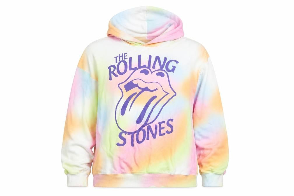 H&M Women’s Multicoloured Rolling Stones Tie Dye Pullover Hoodie Size 14Y