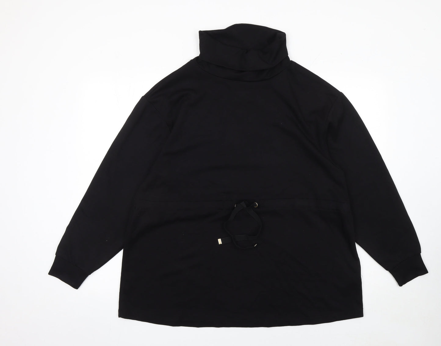 F&F Women’s Black Drawstring Cowl Neck Long Sleeve Pullover Sweatshirt UK 14