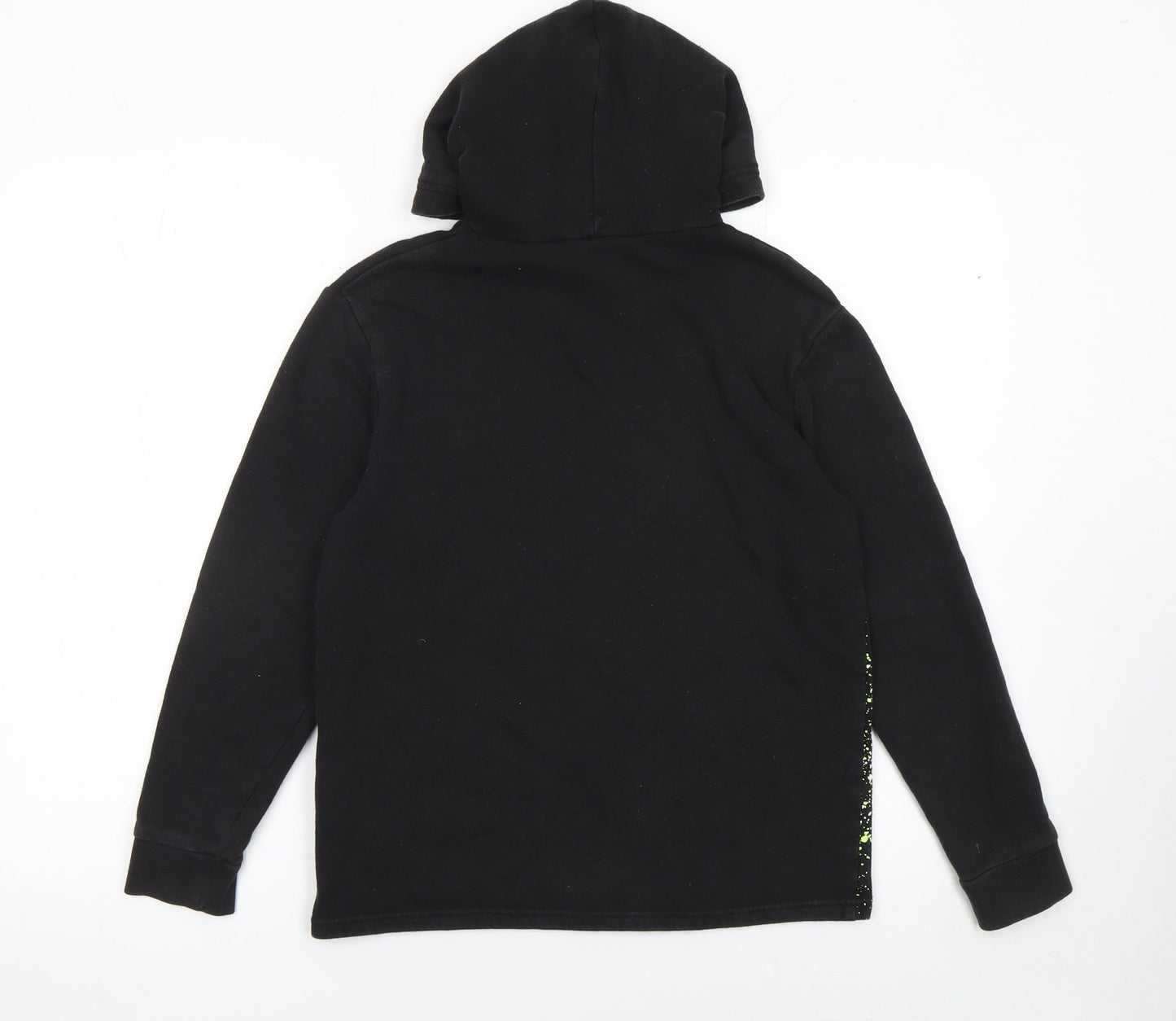 H&M Boys Black Hoodie 10-12 Years Cotton Blend Graphic Print Pullover