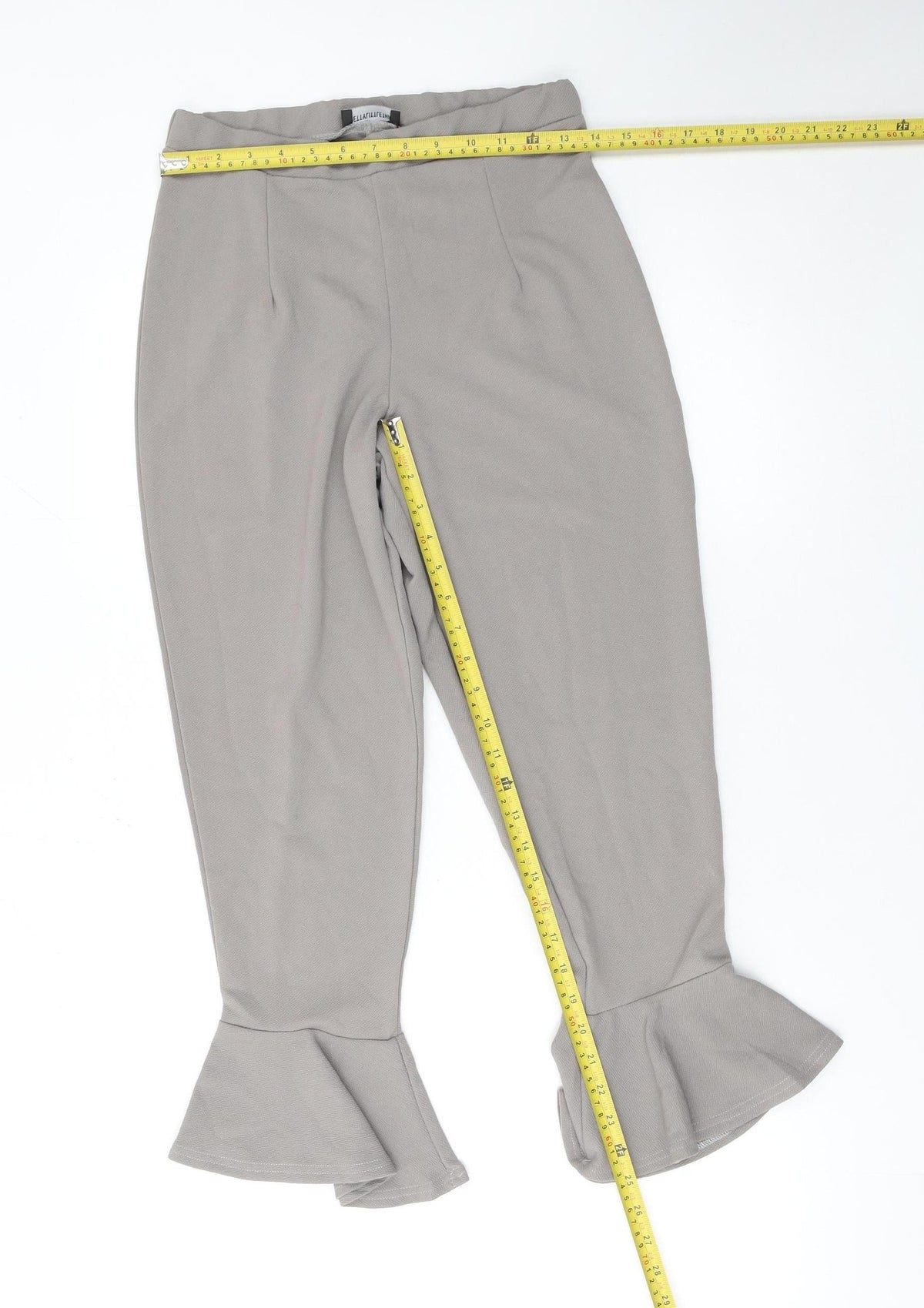 PrettyLittleThing Women’s Beige Cropped Flared Jersey Trousers Size 12