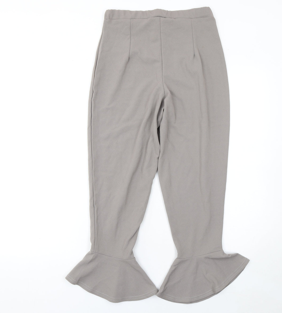 PrettyLittleThing Women’s Beige Cropped Flared Jersey Trousers Size 12