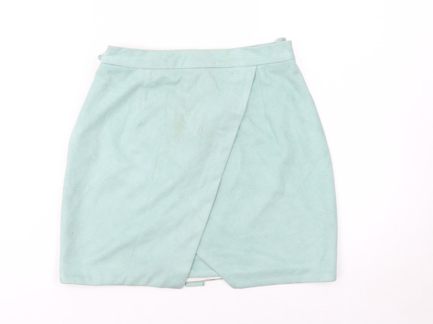 River Island Women Green Size 8 Wrap Knee Length Suede Look Skirt