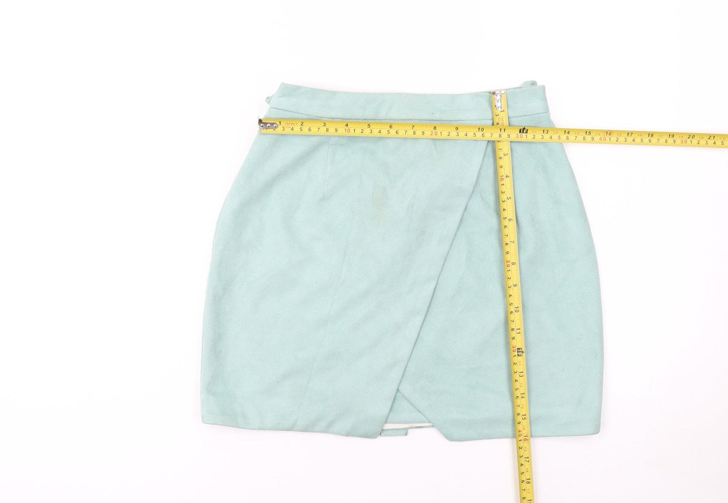 River Island Women Green Size 8 Wrap Knee Length Suede Look Skirt