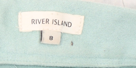 River Island Women Green Size 8 Wrap Knee Length Suede Look Skirt