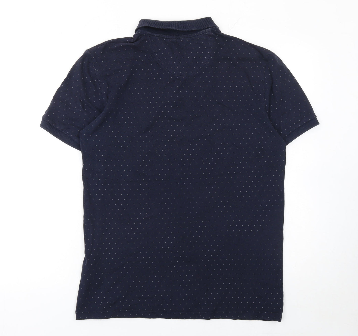 Next Men's Blue Polka Dot Cotton Polo Shirt Size M