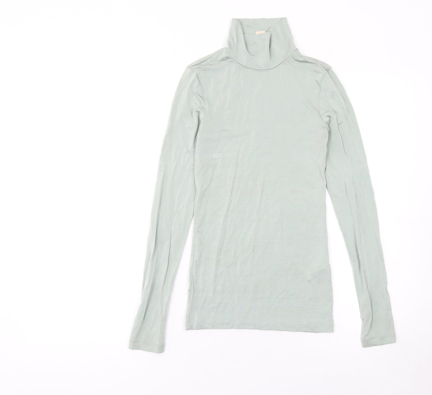 H&M Women’s Green Roll Neck Long Sleeve Slim Fit Top Size 6