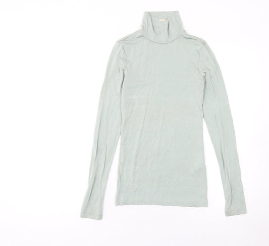 H&M Women’s Green Roll Neck Long Sleeve Slim Fit Top Size 6