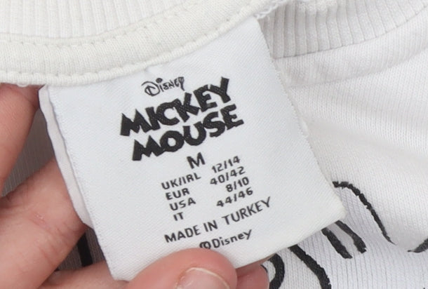 Disney Mickey Mouse Womens White Graphic Pullover Sweatshirt M 12/14