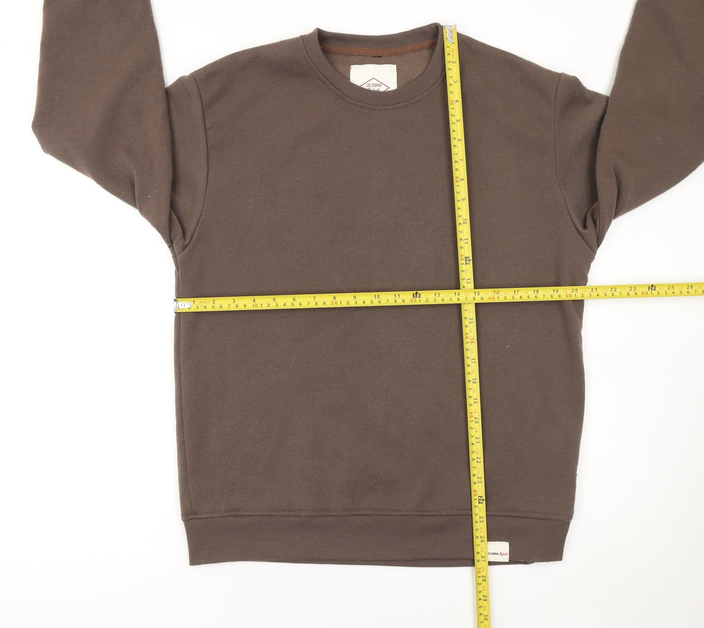 Lewis Garment Men’s Brown Crew Neck Fleece Pullover Sweatshirt Size L