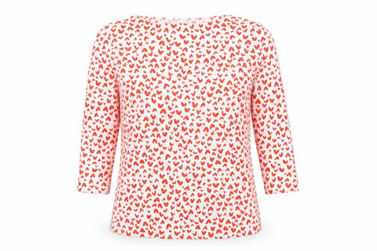 Marks and Spencer Women’s White Red Heart Print Cotton Long Sleeve T-Shirt Size 10