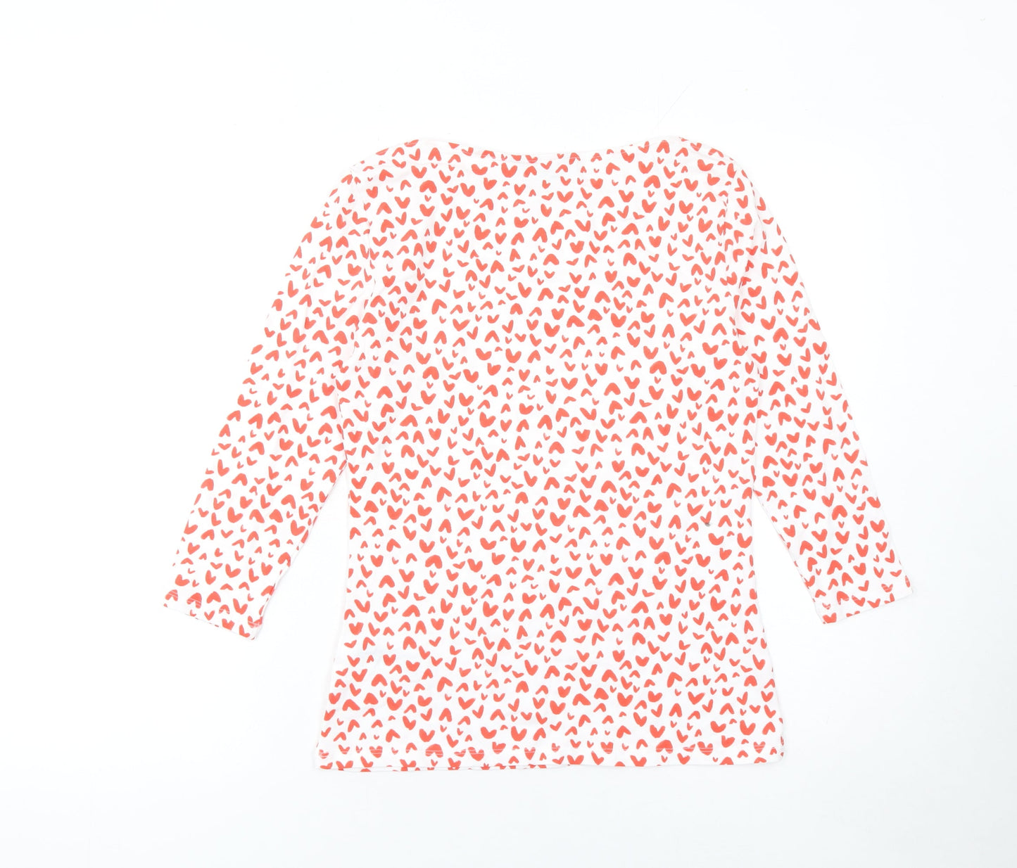 Marks and Spencer Women's White Red Heart Print Long Sleeve T-Shirt Size 10