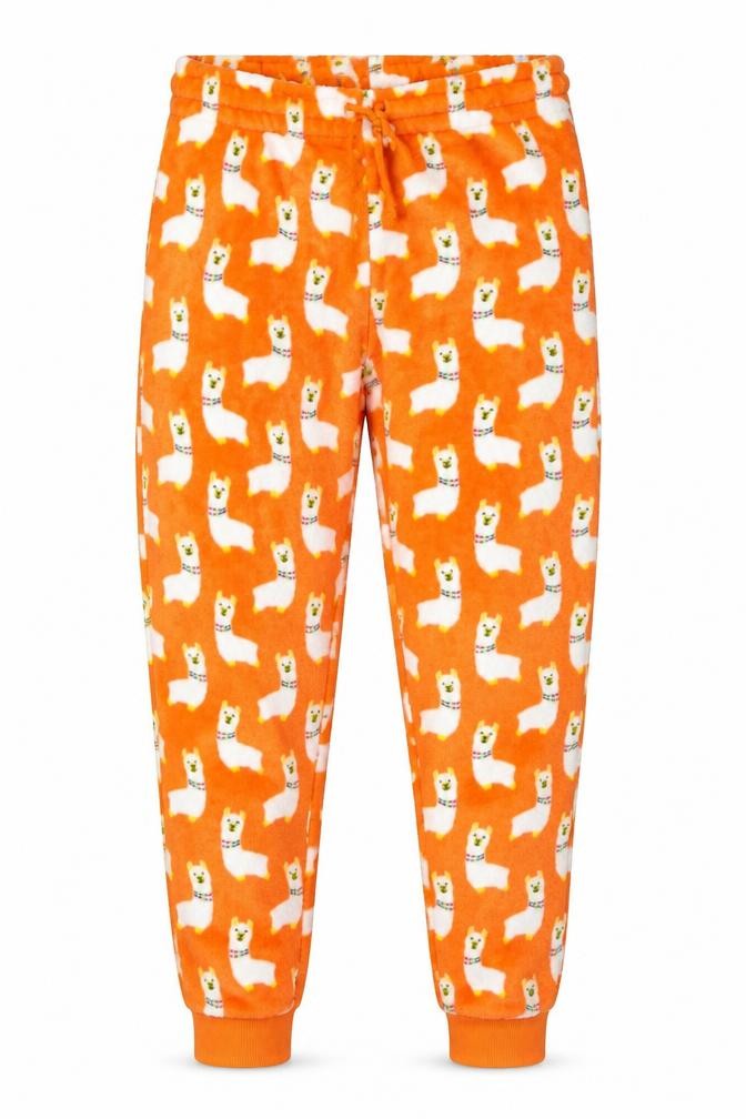 Savida Women Orange Animal Print Fleece Pyjama Pants Size 10
