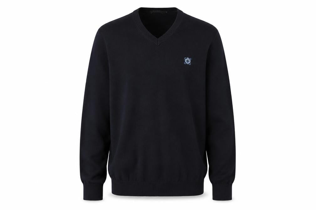 FULLCIRCLE Men's Black Cotton V-Neck Jumper Size L