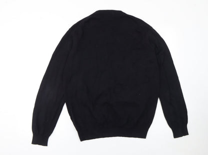 FULLCIRCLE Men's Black Cotton V-Neck Jumper Size L