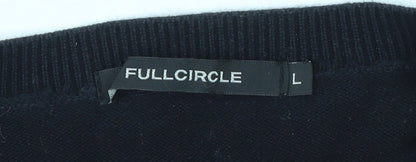 FULLCIRCLE Men's Black Cotton V-Neck Jumper Size L