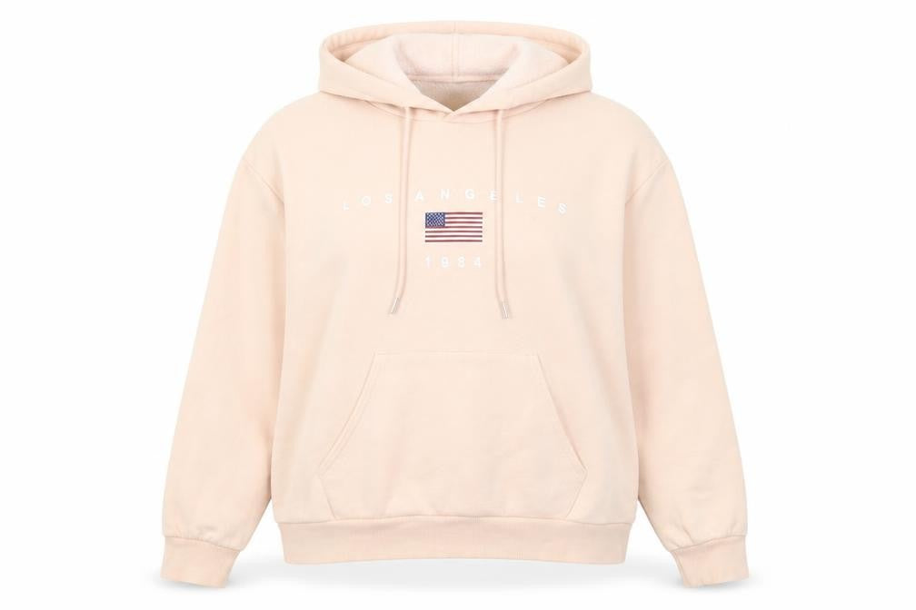 Rising Women’s Beige Los Angeles 1984 Hoodie L/XL Cotton Blend