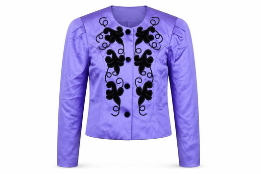 Collage by Simon Ellis Purple Satin Embroidered Jacket UK 12 Women's Vintage Blazer