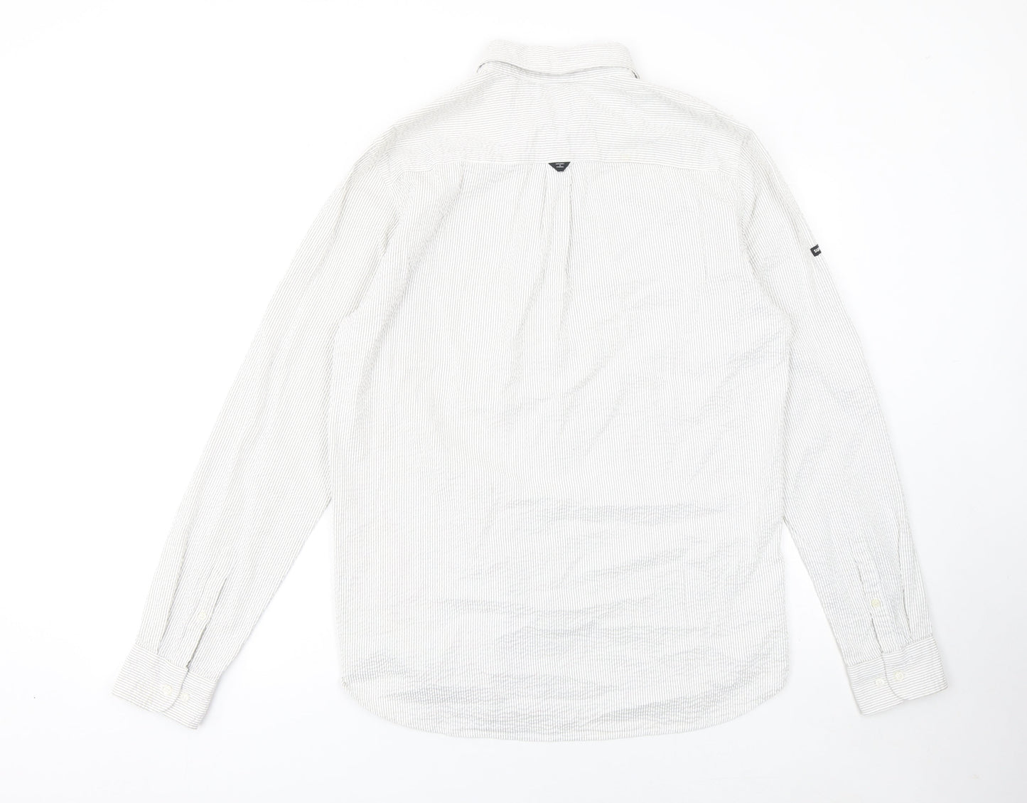 Superdry Studios Men's White Striped Cotton Button-Up Shirt M