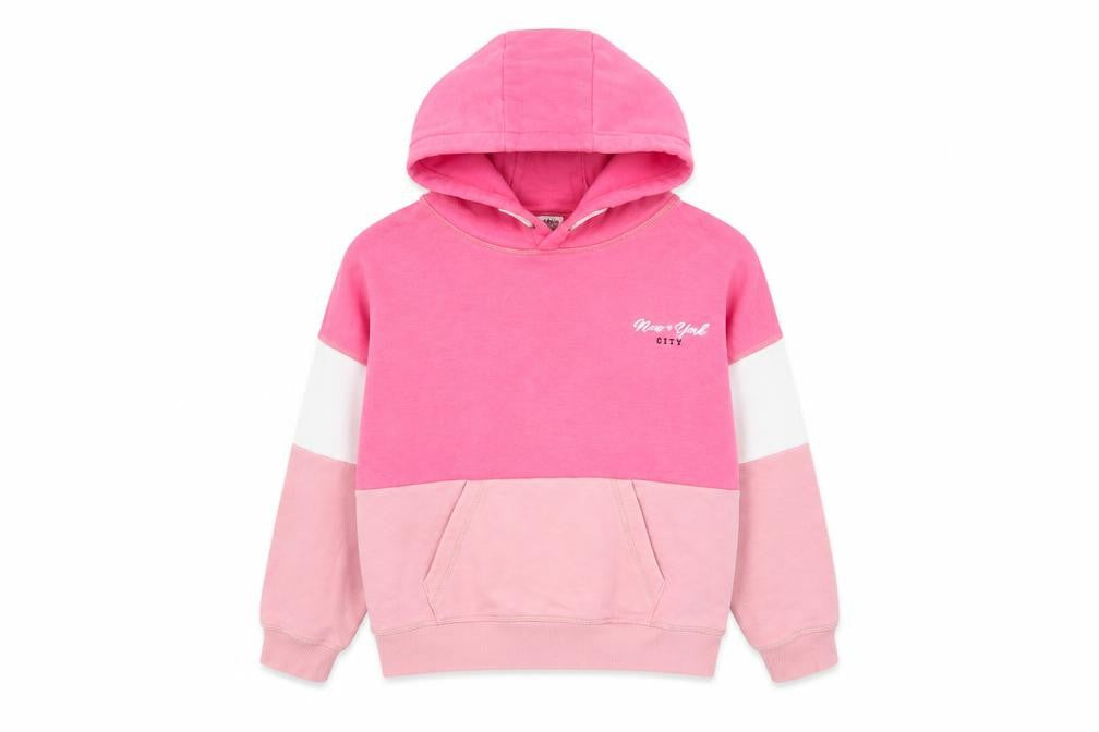 Marks & Spencer Girls Pink Colourblock Pullover Hoodie 8-9 Years