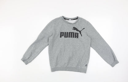 Additional front view of Puma boys’ grey crew neck pullover sweatshirt, size 11-12, years