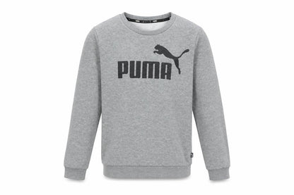Front view of Puma boys’ grey crew neck pullover sweatshirt, size 11-12, years