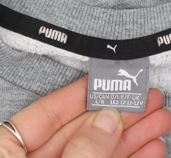 Puma Boys Grey Crew Neck Pullover Sweatshirt Size 11-12 Years