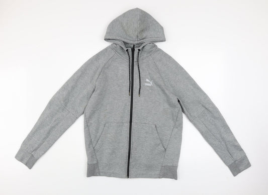 Puma Men's Grey Full Zip Hooded Track Jacket Size M