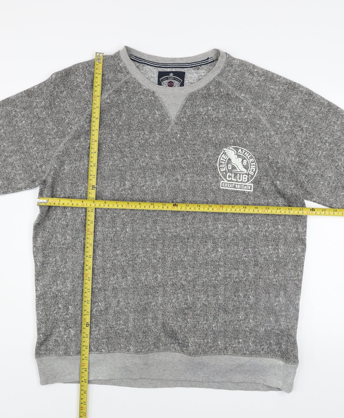 Easy Men's Grey 2XL Pullover Sweatshirt Crew Neck Fleece Top