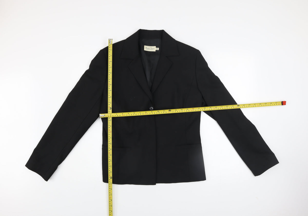 Part Two Women's Black Single-Breasted Blazer UK 14 Tailored Jacket