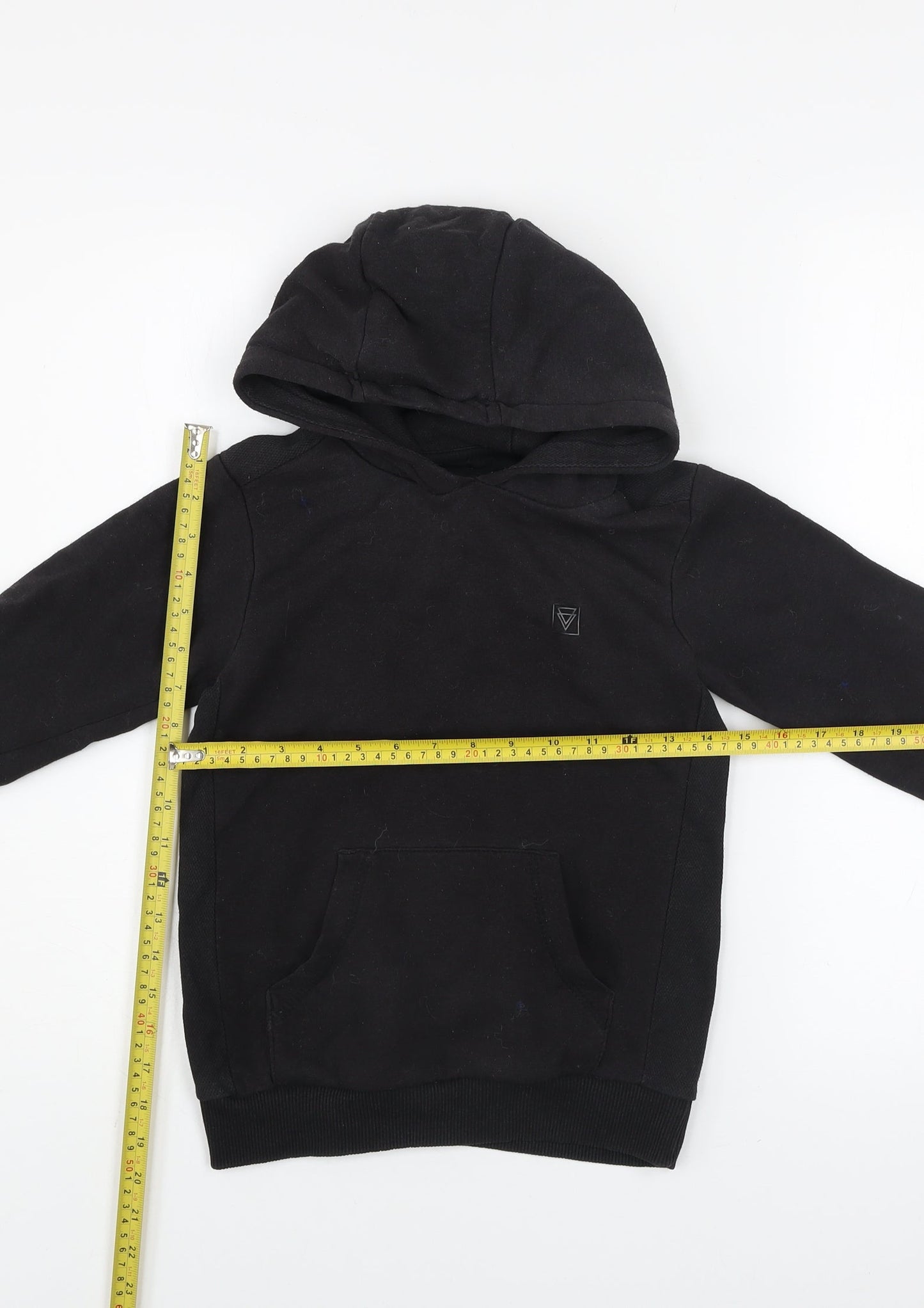 Matalan Boys Black Pullover Hoodie Age 8 Years Cotton Blend Fleece