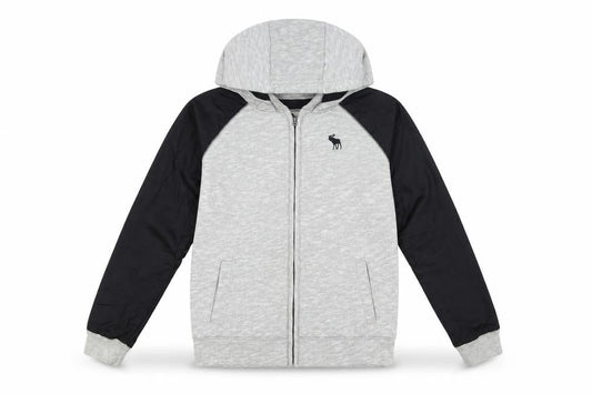 Abercrombie Kids Boys Grey Hooded Full Zip Jacket 15-16 Years Cotton Blend