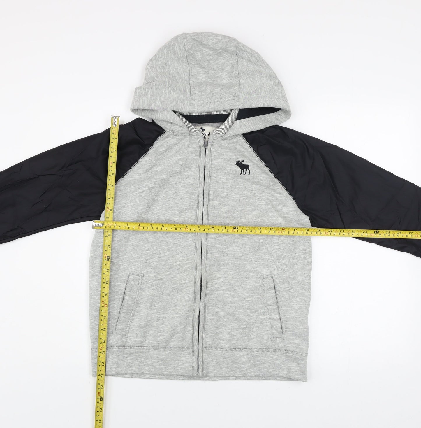 Abercrombie Kids Boys Grey Hooded Full Zip Jacket 15-16 Years Cotton Blend