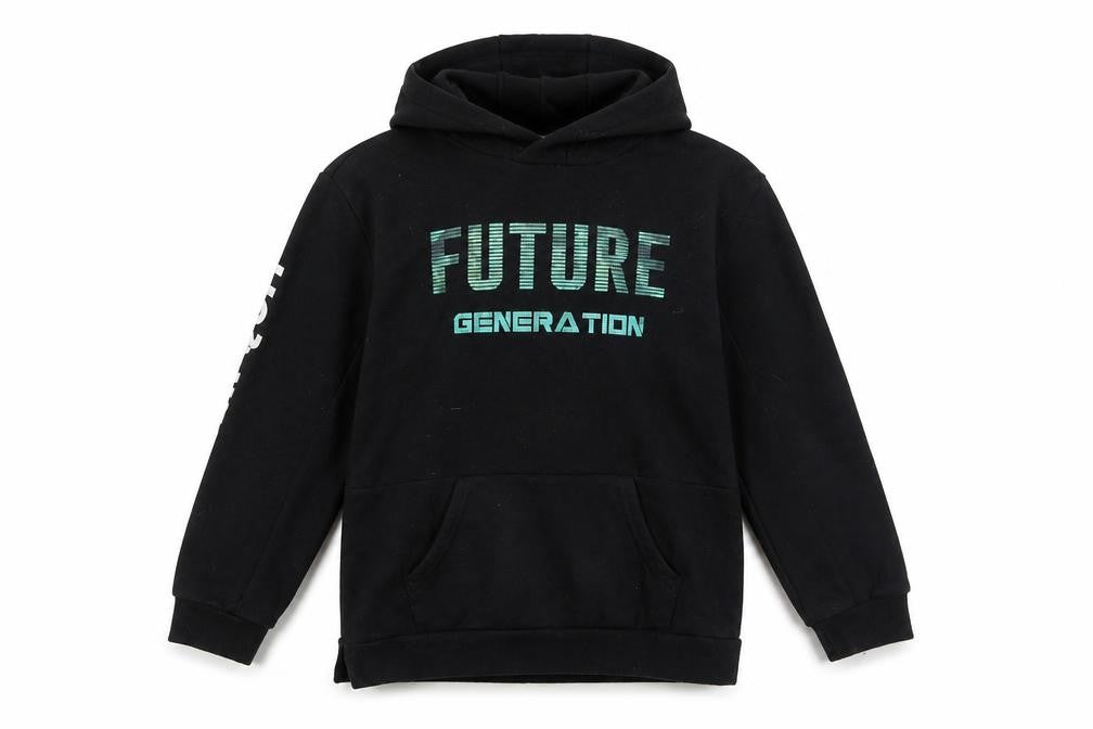 Primark Boys Black Future Generation Pullover Hoodie 9-10 Years Graphic
