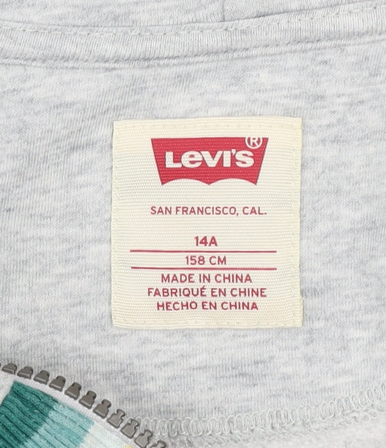 Levi's Girls Grey Rainbow Stripe Hoodie Track Jacket 14 Years