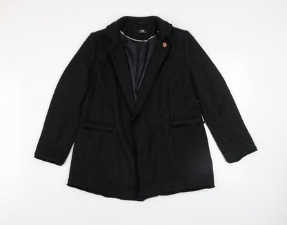 Wallis Womens Black Tweed Blazer Jacket UK 16 Classic Style