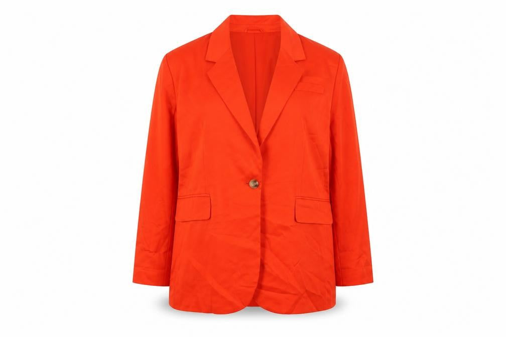 H&M Women’s Orange Linen Blend Blazer Jacket Size 14