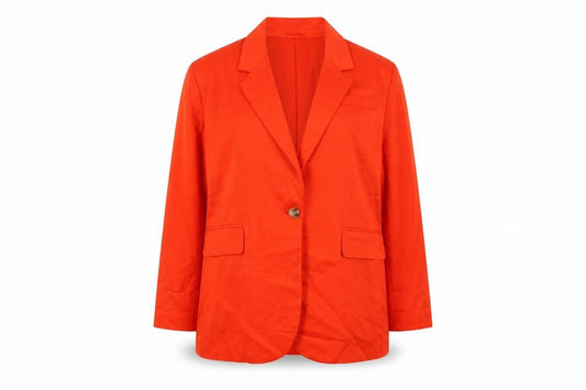 H&M Women’s Orange Linen Blend Blazer Jacket Size 14