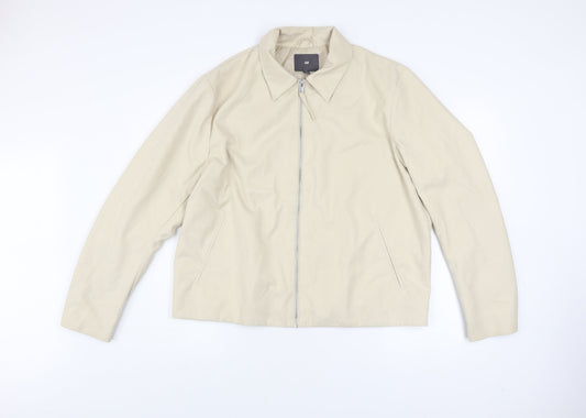 H&M Men Beige L Regular Fit Basic Zip Jacket