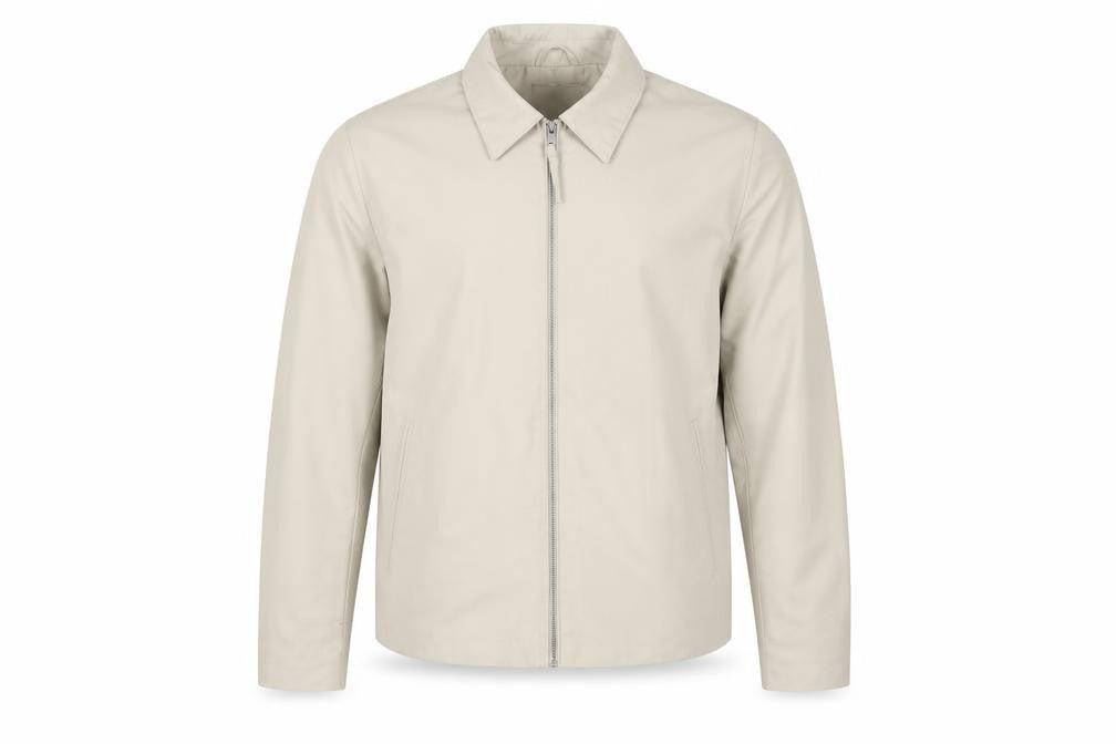 H&M Men Beige L Regular Fit Basic Zip Jacket