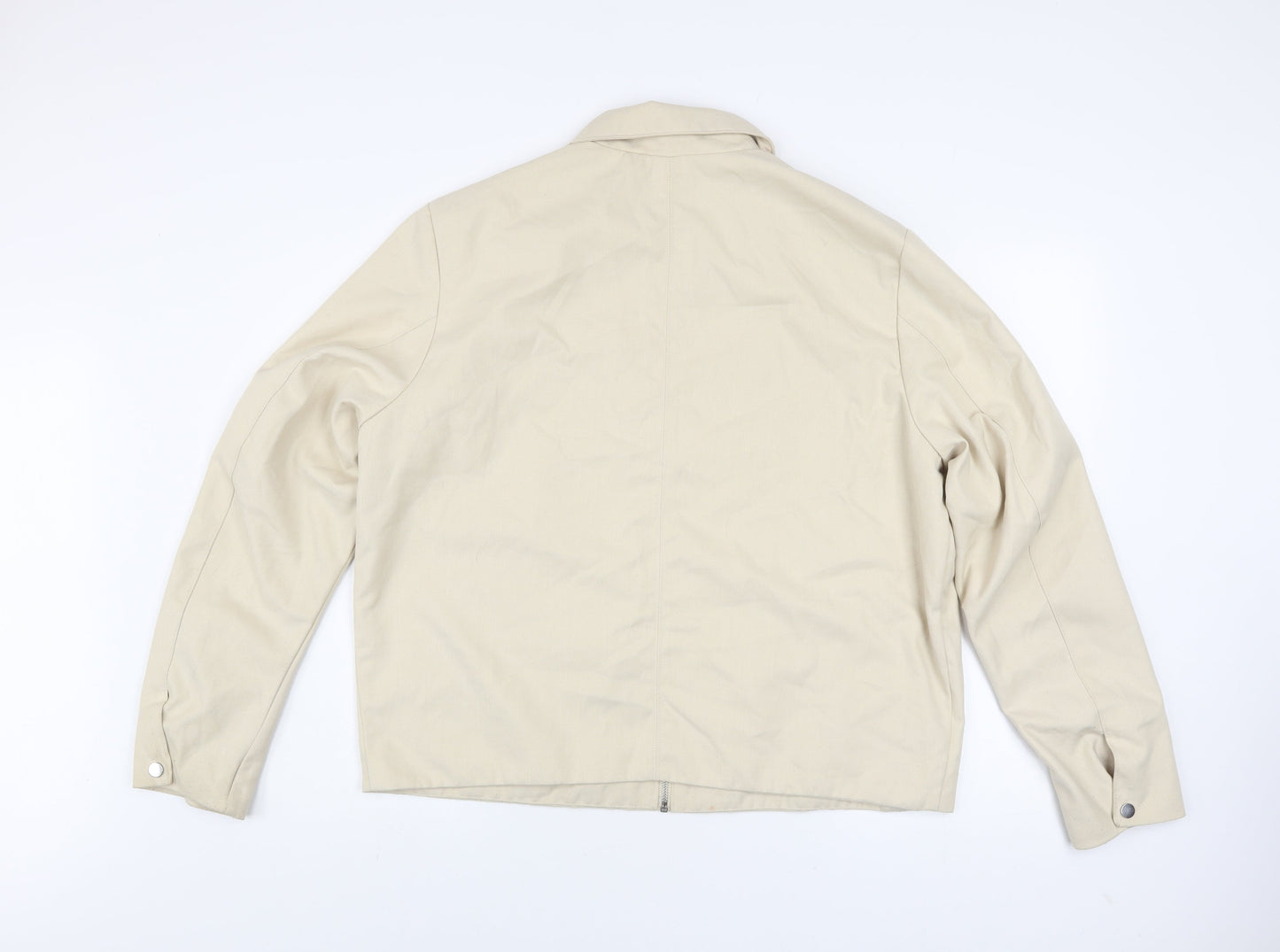 H&M Men Beige L Regular Fit Basic Zip Jacket