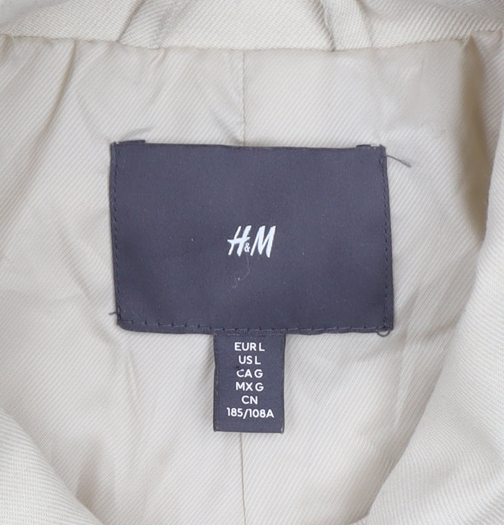 H&M Men Beige L Regular Fit Basic Zip Jacket