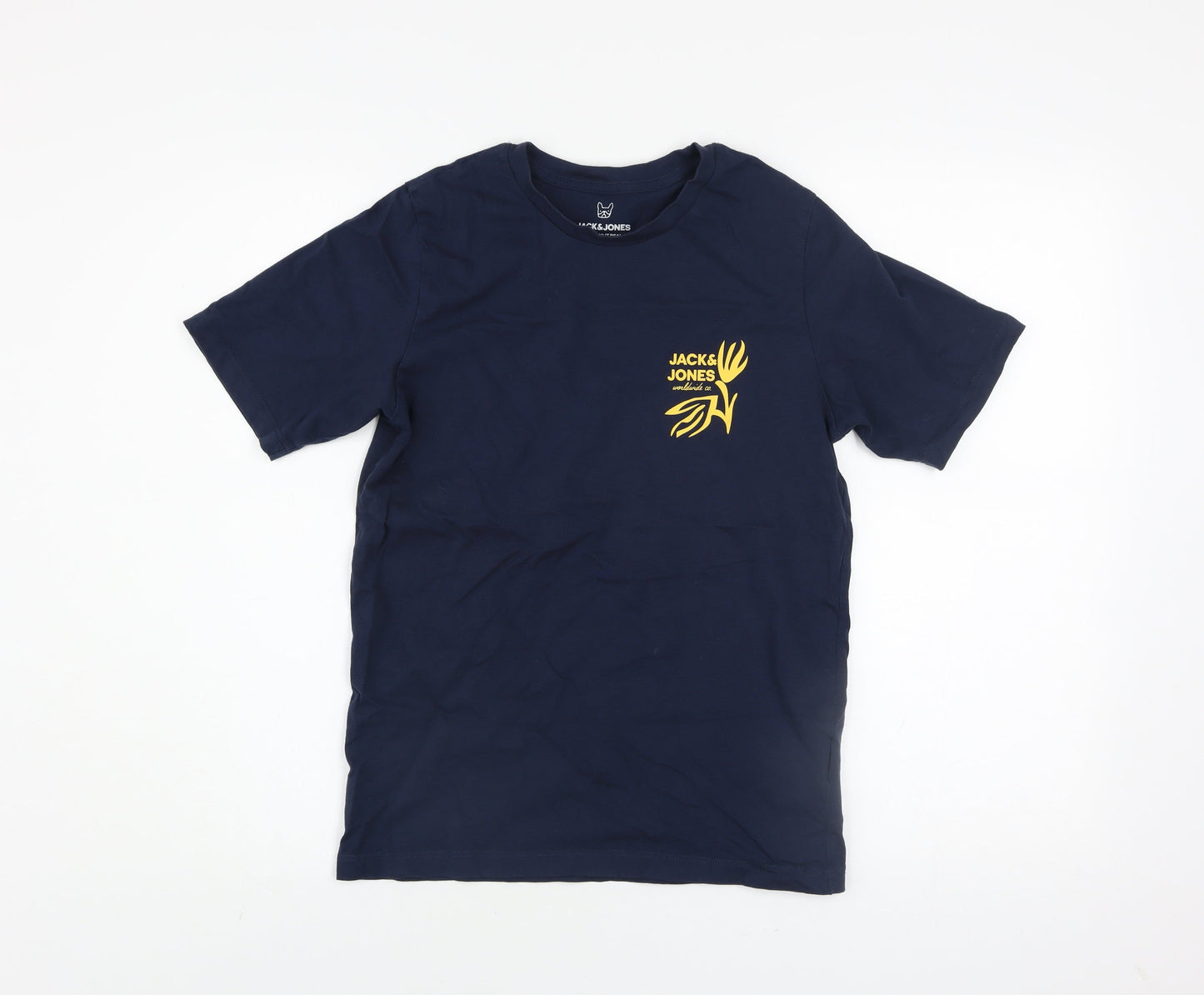 Jack & Jones Boys Blue Logo Graphic Short Sleeve Cotton T-Shirt Size 164 (14Y)