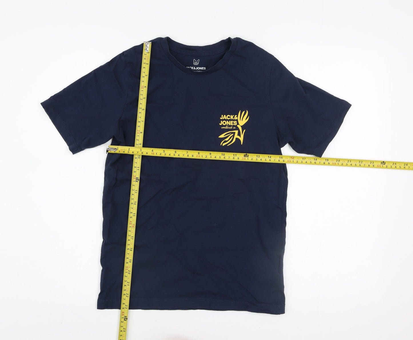 Jack & Jones Boys Blue Logo Graphic Short Sleeve Cotton T-Shirt Size 164 (14Y)