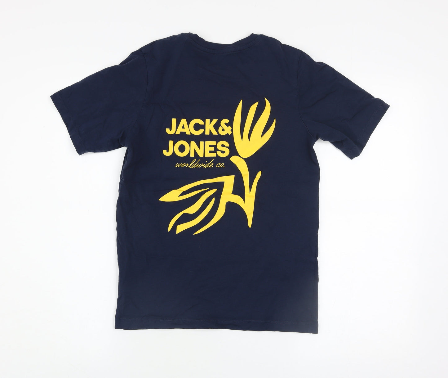 Jack & Jones Boys Blue Logo Graphic Short Sleeve Cotton T-Shirt Size 164 (14Y)