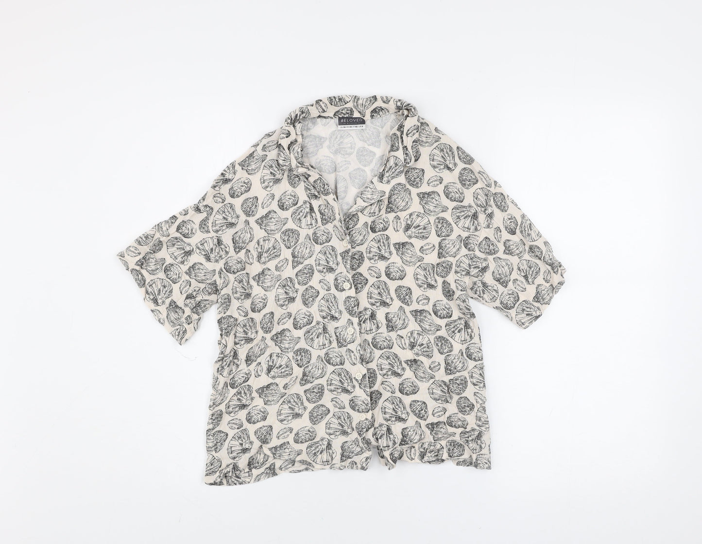 Beloved Women’s Beige Floral Viscose Button-Up Shirt UK 8